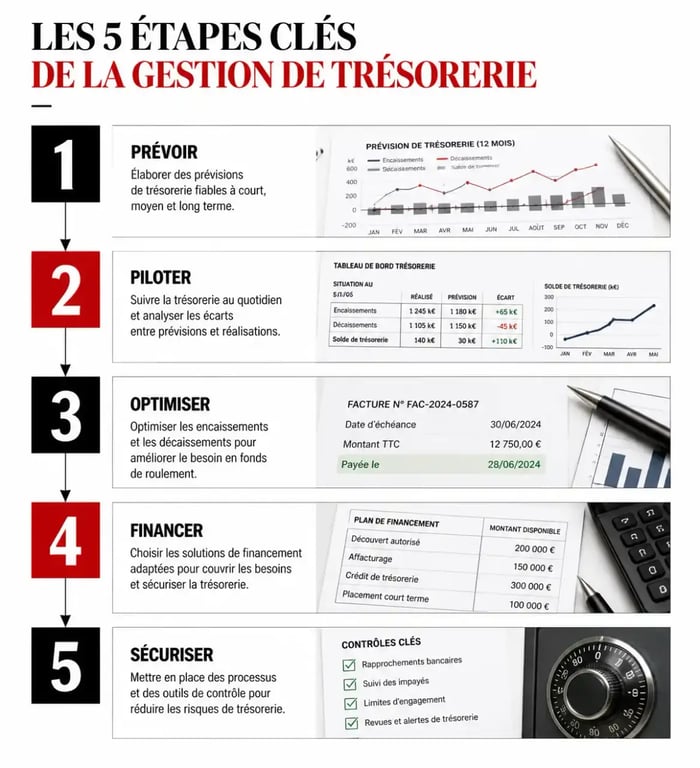 Les 5 étapes de la procédure de gestion de la trésorerie pour une entreprise