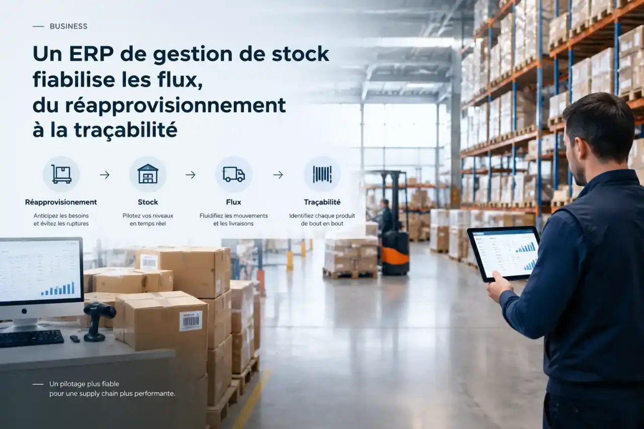 Un ERP de gestion de stock fiabilise les flux, du réapprovisionnement à la traçabilité
