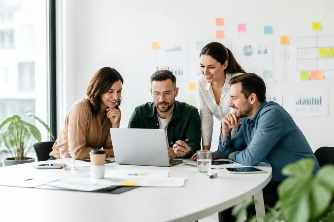 Illustration d'un espace de travail collaboratif moderne