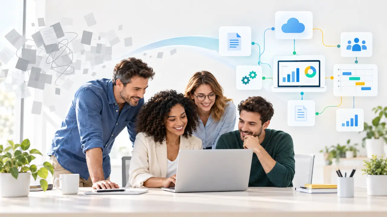 Équipe de PME analysant un tableau de bord numérique pour piloter son activité
